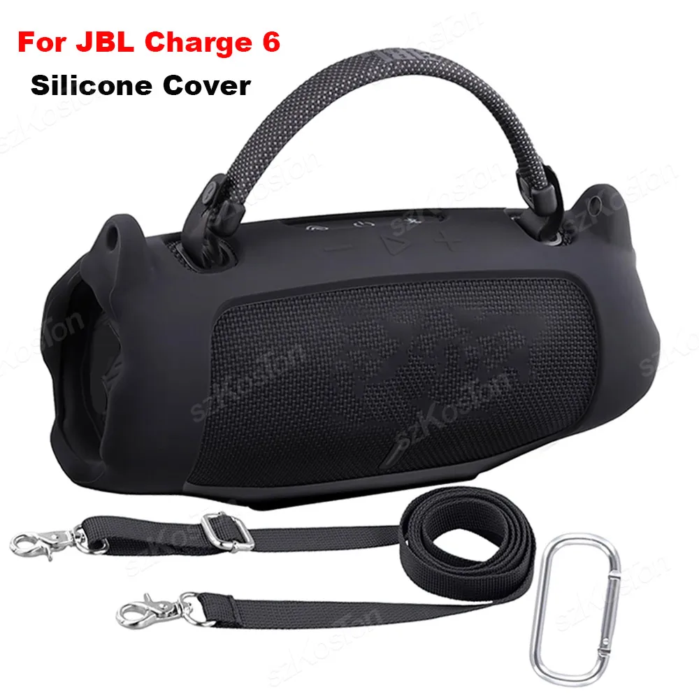 Silicone Protective Case Cover for JBL Charge 6 Bluetooth Speaker Soft Sleeve with Shoulder Strap for JBL Charge6 Accessory
