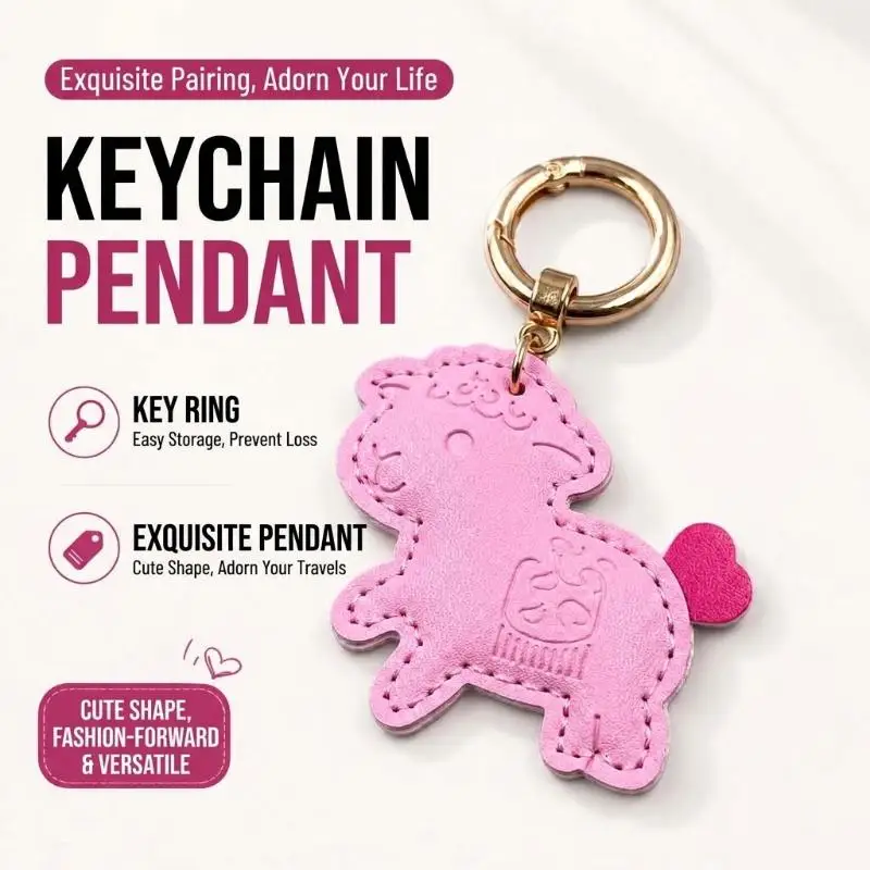 Sheep Pendant Charm Premium PU Leather with Spring Buckle Lovely Decor Accessory for Girls Handbags Purses Gifts
