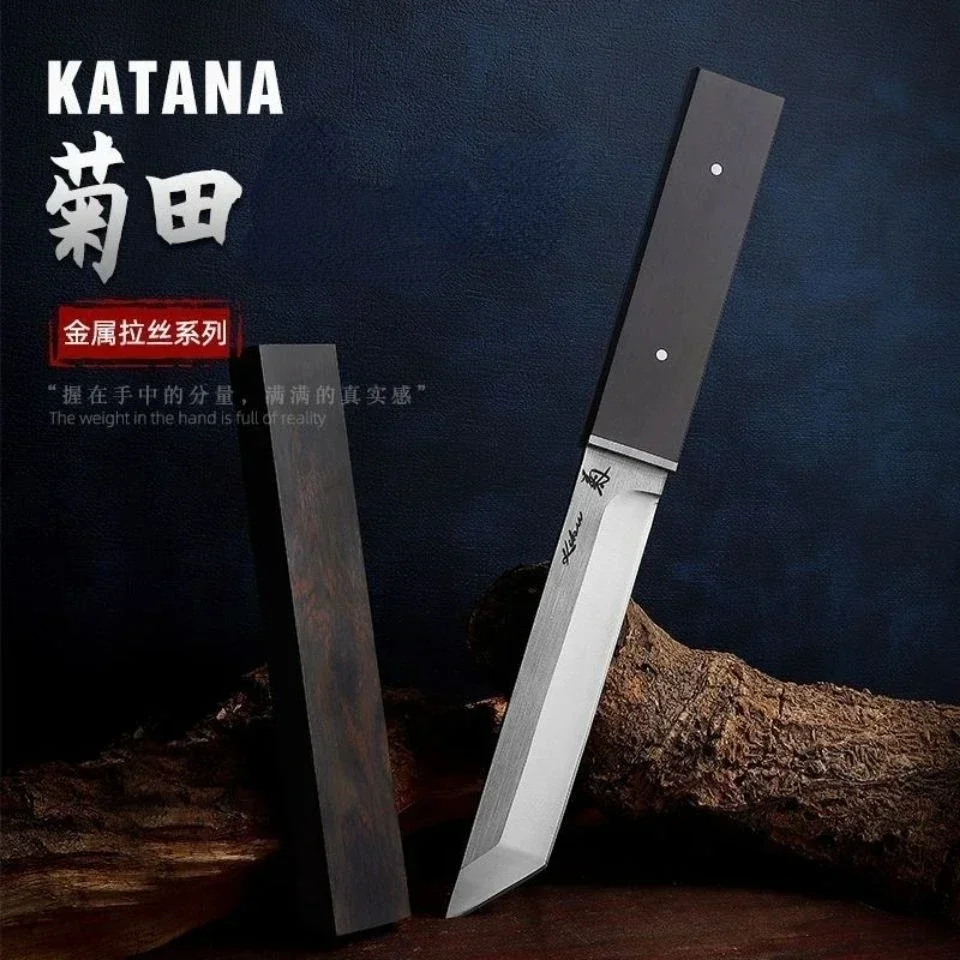 Full Tang Japaness Style D2 Steel Tanto Blade  Tactical Hunting Knife Bushcraft Self Defense SurvivalCamping Edc Tool