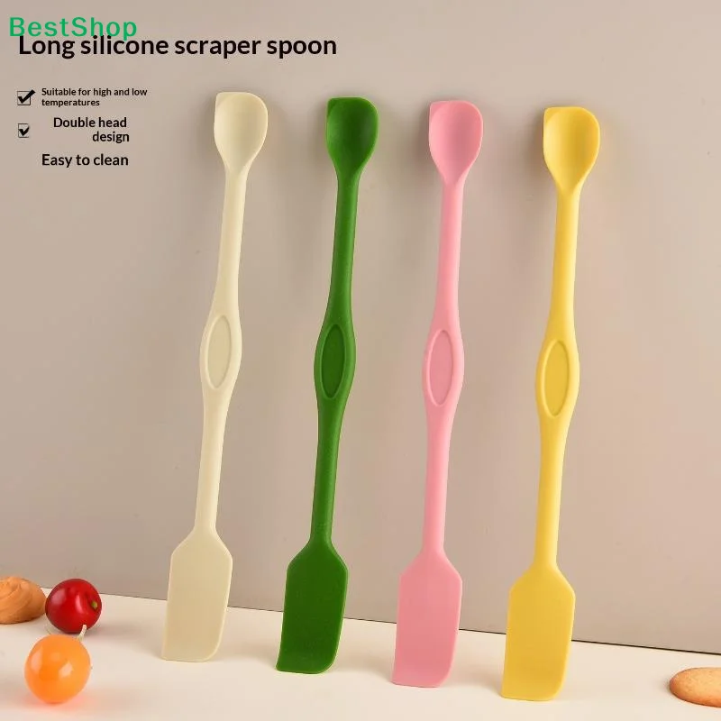 ✔Double-ended Silicone Spoon & Scraper Food Grade Multifunctional Jar Scraper Spatula for Kitchen