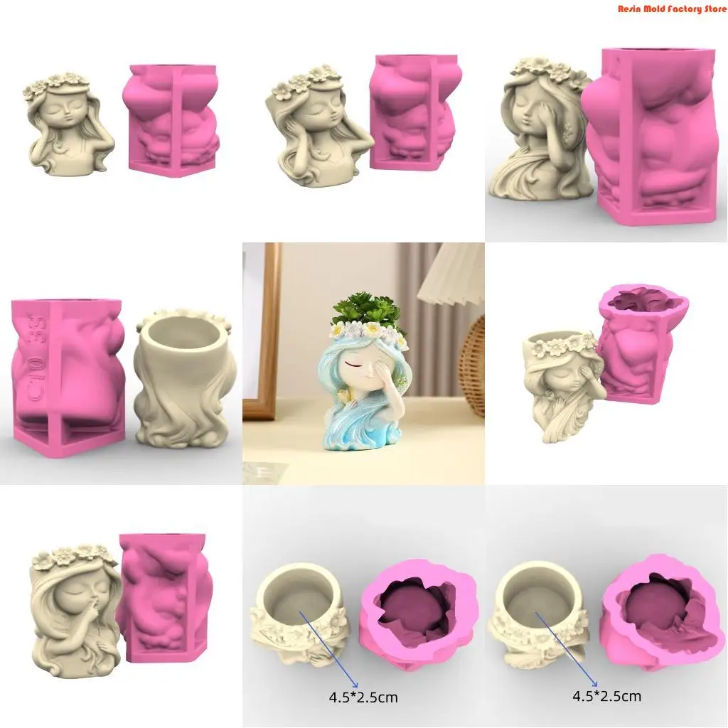 

MXME Heat Resistant Silicone Planter Mold For Resin Casting Cement Crafts Pots