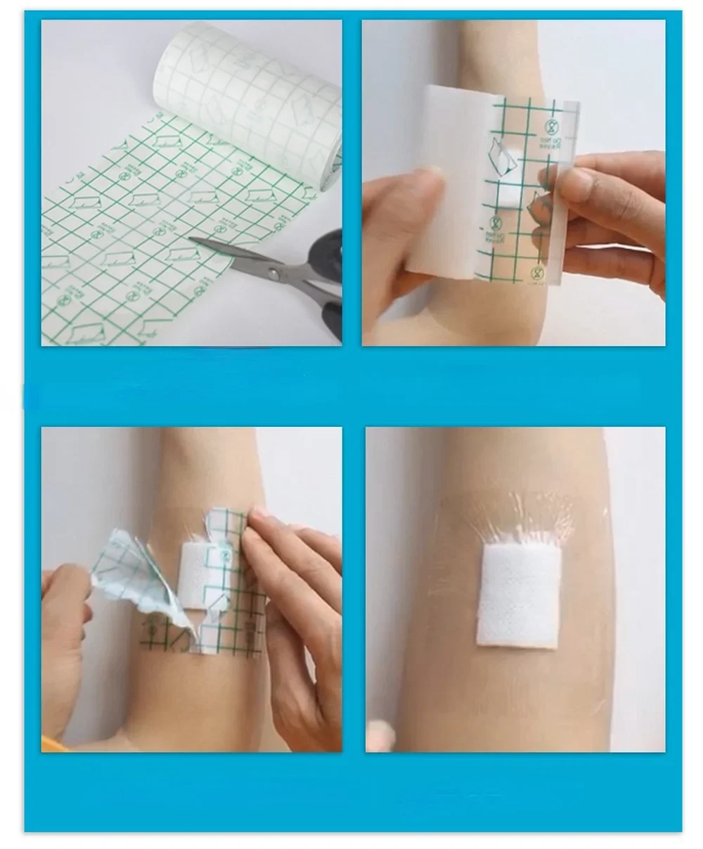 100 pces à prova dwaterproof água transparente fita do plutônio filme adesivo médico emplastro anti-alérgico ferida fita de vestir kit de primeiros socorros band aids