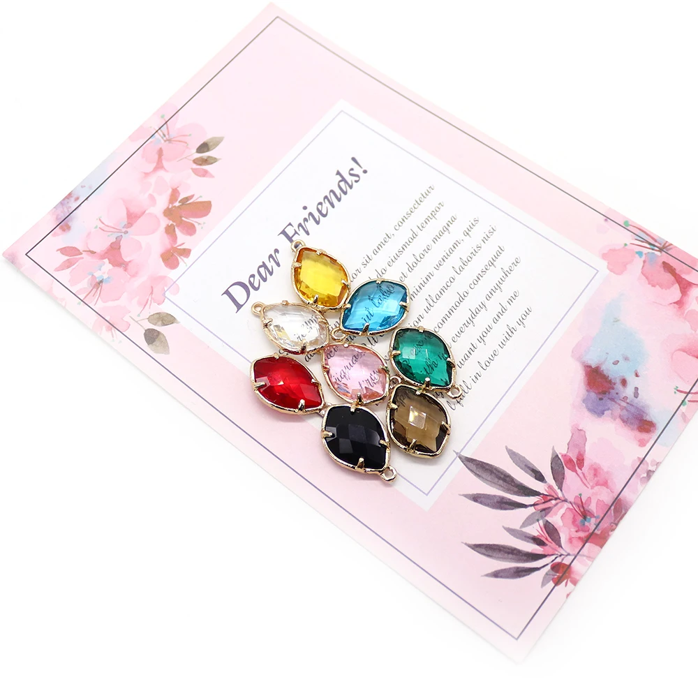 

Light Luxury Natural Stone Colorful Polished Crystal Marquise‑Shaped Single‑Hole Electroplated Wrapped‑Edge Pendant DIY Jewelry