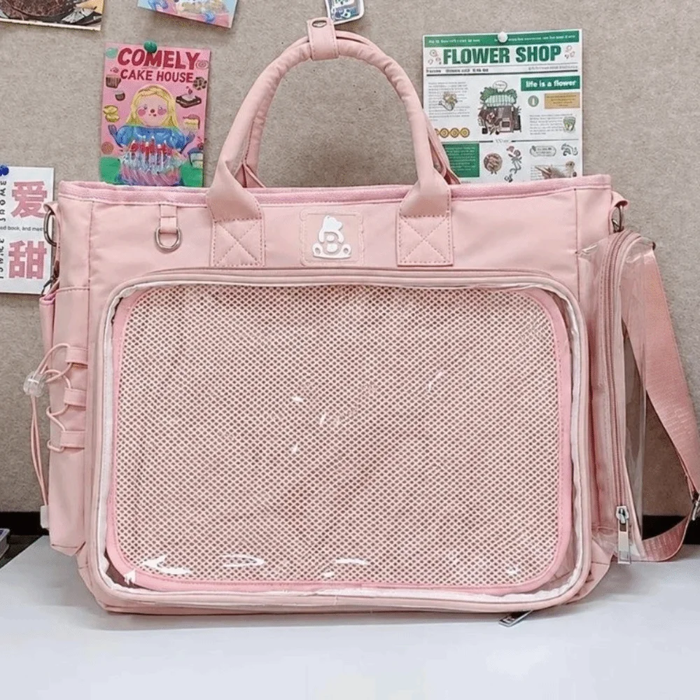 Square Shape Female Transparent Backpack Large Capacity Adjustable Strap Multifunctional Shoulder Bag Versatile Lightweight
