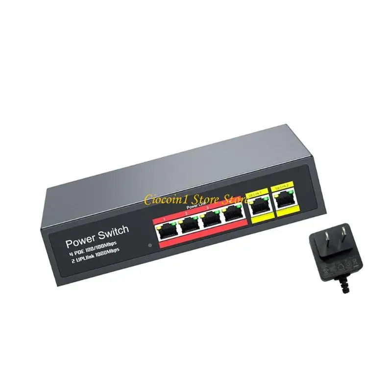 A3PC Heavy Duty Plug And Play Metal 4 Port Gigabit POE Switching 48V Power Over Ethernet For Home Office Shop Security Cameras