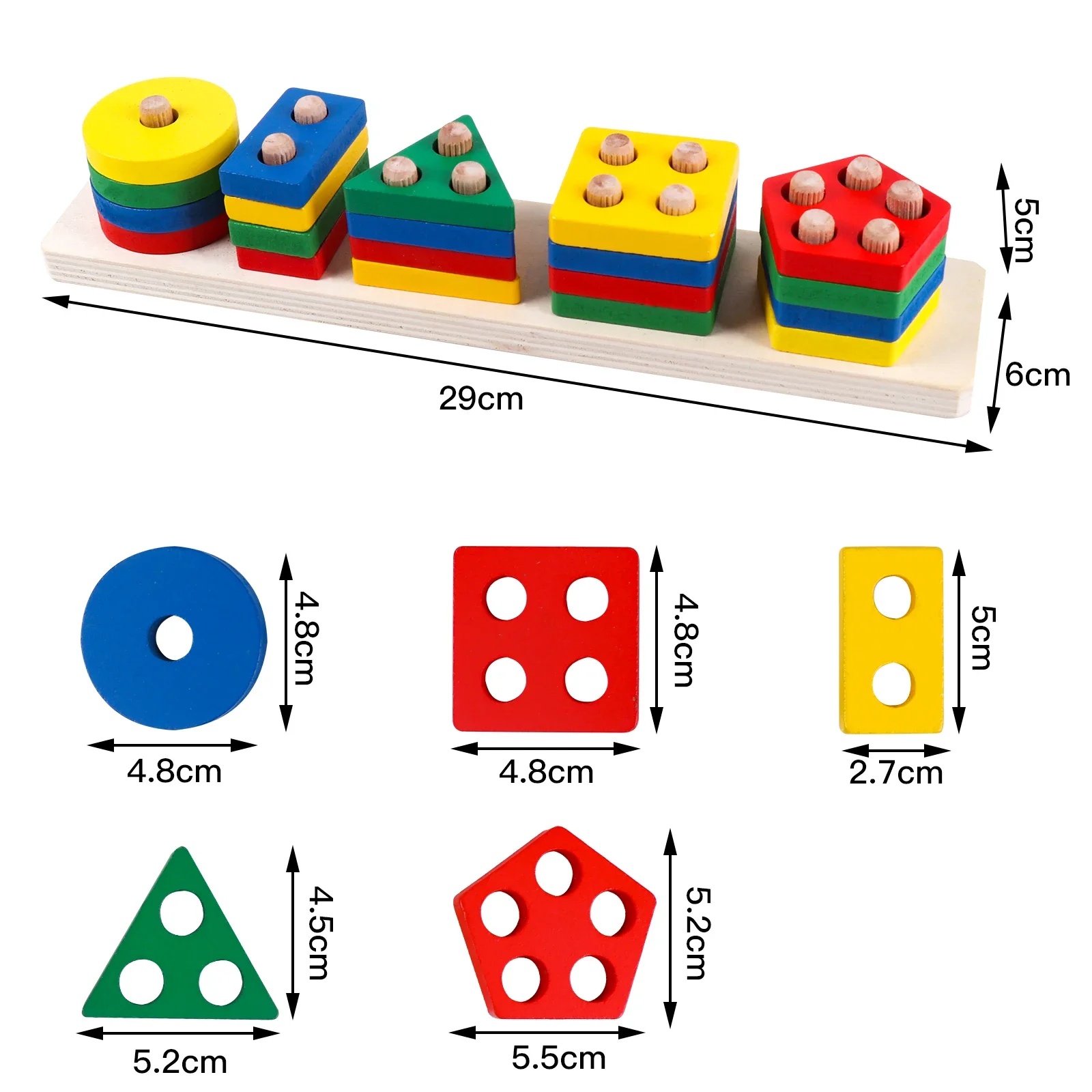 Brinquedos montessori de classificação e empilhamento de madeira, atividade e desenvolvimento de aprendizagem precoce, classificador de reconhecimento de cores para crianças de 3 anos ou mais