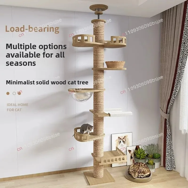 Adjustable Cat Tree House Cat Tower Floor to Ceiling Cats Multi-Level Condo With Scratching Post Hammock Pet Cat Pet Products