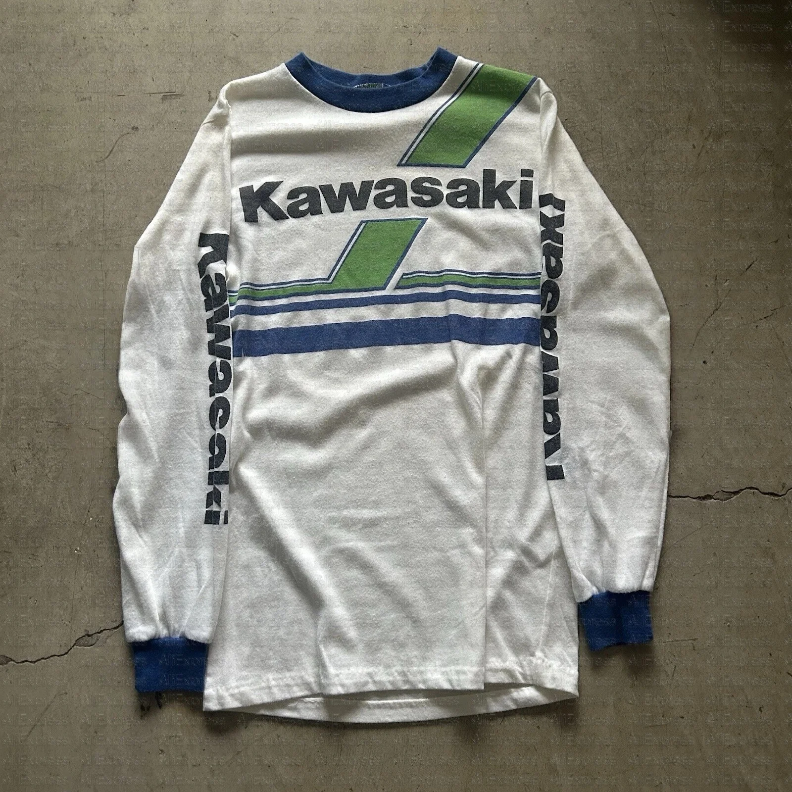 Camiseta de manga larga vintage Kawasaki Motocross de los años 70 para hombres y mujeres, camiseta deportiva de primavera y otoño, ropa para niños, Tops