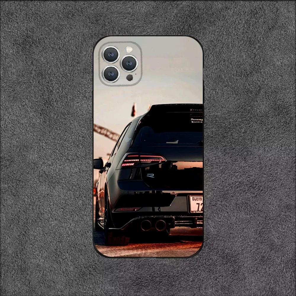 V-Volkswagen-Golf VW car Phone Case For iPhone 16,15,14,13,12,11,Plus,Pro Max,XS,X,XR,SE,Mini,8,7 Soft Silicone Black Cover