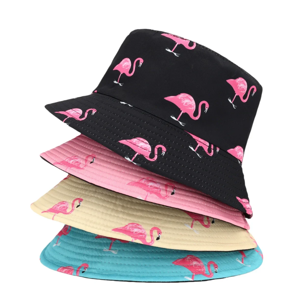 Flamenco estampado Panamá mujeres hombres verano al aire libre protector solar sombreros de cubo Reversible Bob sombrero pesca pescador Gorras producción solar