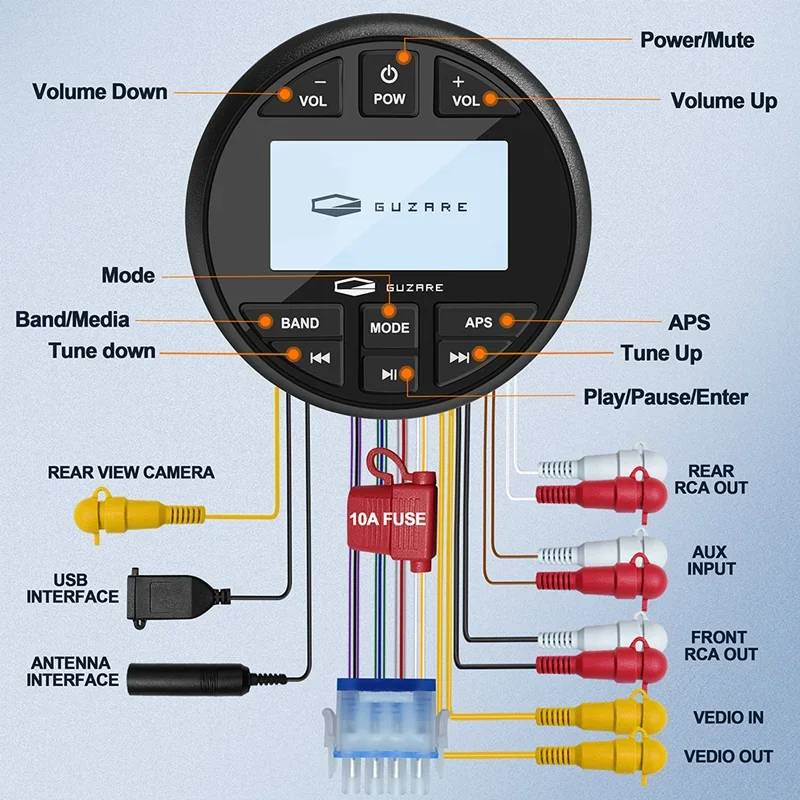 Marine Stereo Radio Ontvanger, Mp4 Speler, Ip66 Waterdicht, Bluetooth, Usb Flash, Fm Voor Atv Utv Golfkar Cabine Scooter Jetski