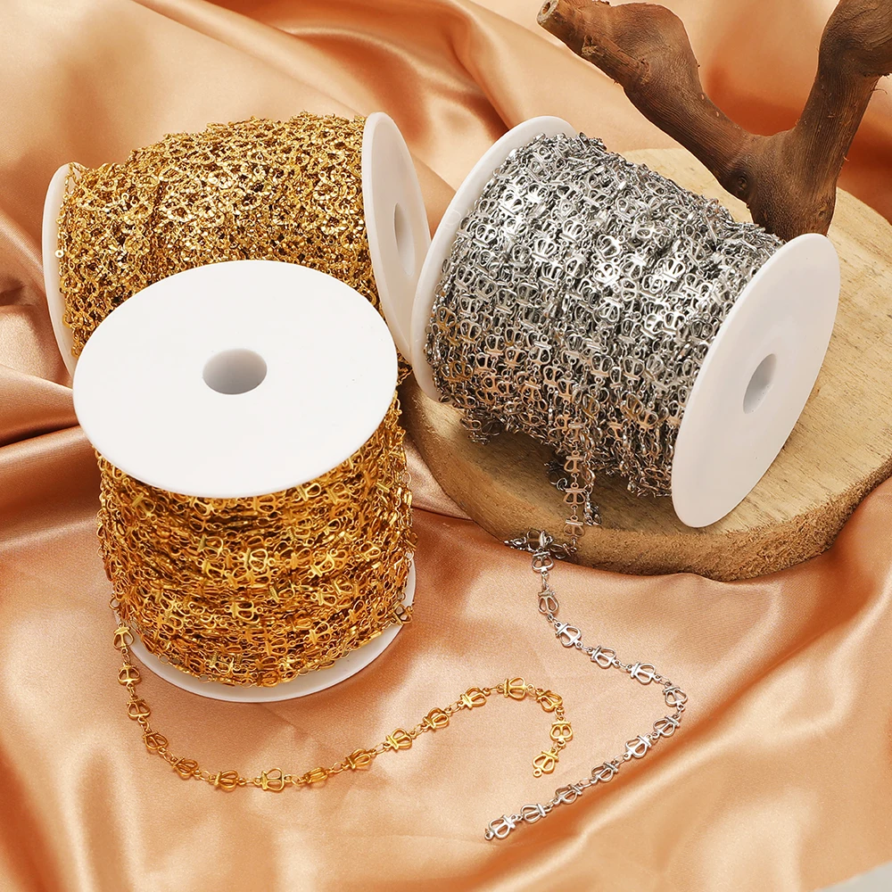 1 Meter Edelstahl 6mm Kronen-Herz Handgefertigte Ketten für DIY-Schmuckherstellung, Halsketten, Armbänder, Fußkettchen, Körperketten – Detail 4