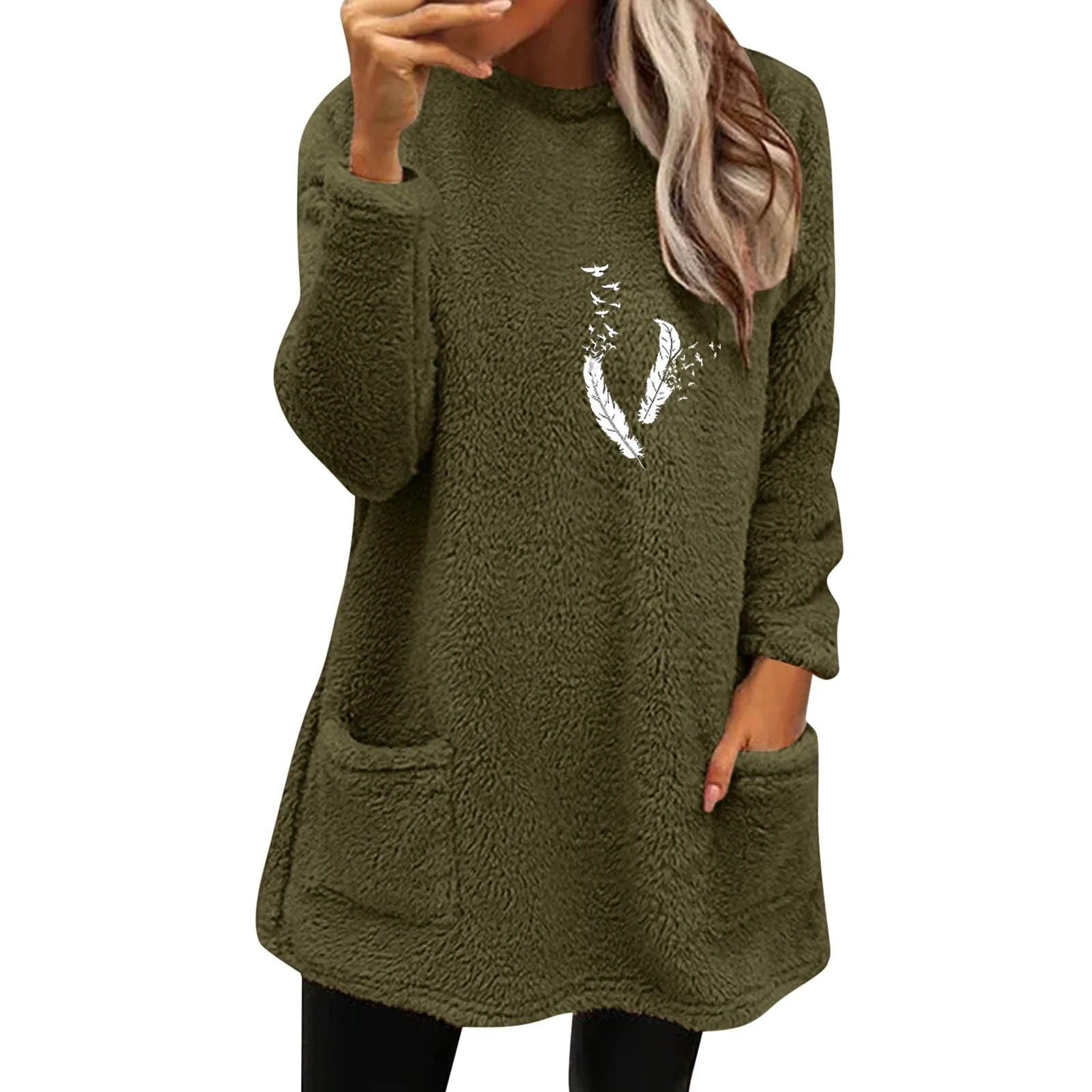 Chaqueta holgada de lana para mujer, jersey de manga larga con capucha, Sudadera ligera con cremallera completa, Invierno