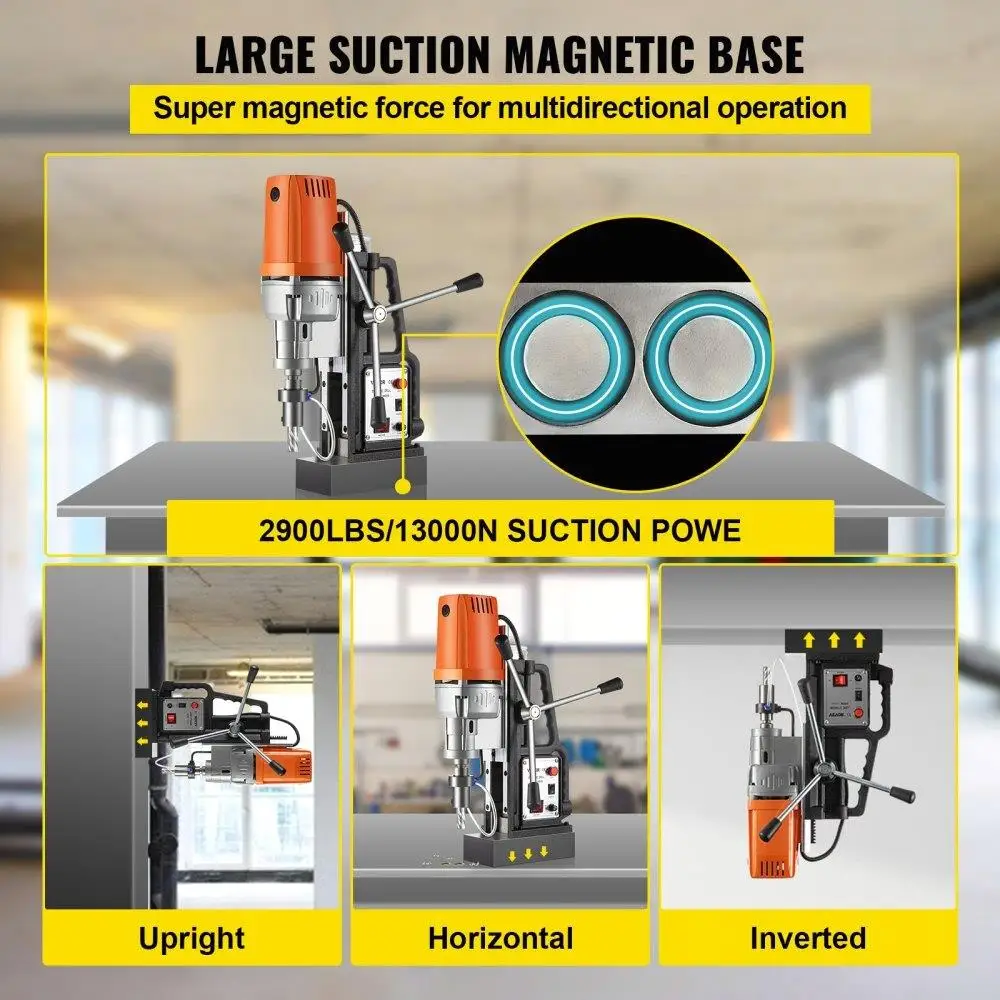 Магнитный сверлильный станок мощностью 1550 Вт — диаметр растачивания 2 дюйма с 11 кольцевыми фрезами из быстрорежущей стали, мощность 2900 фунтов