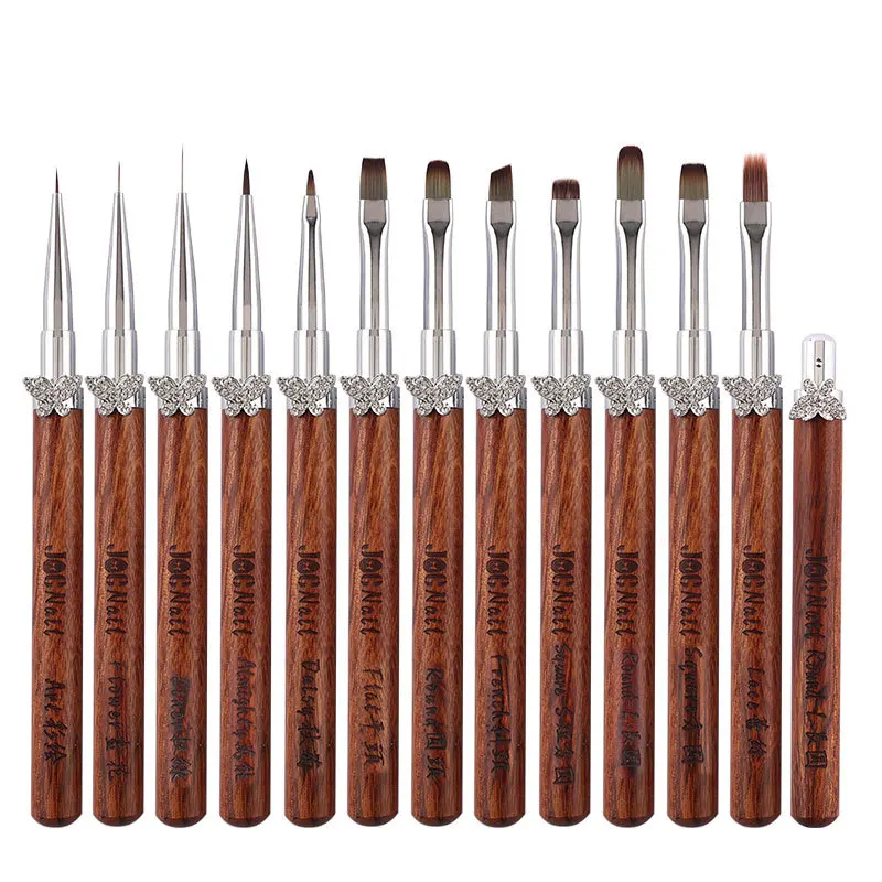 1/12 pçs borboleta fivela redonda alça de madeira escova da arte do prego pintura linha caneta forro gradiente plana redonda ferramentas manicure francesa