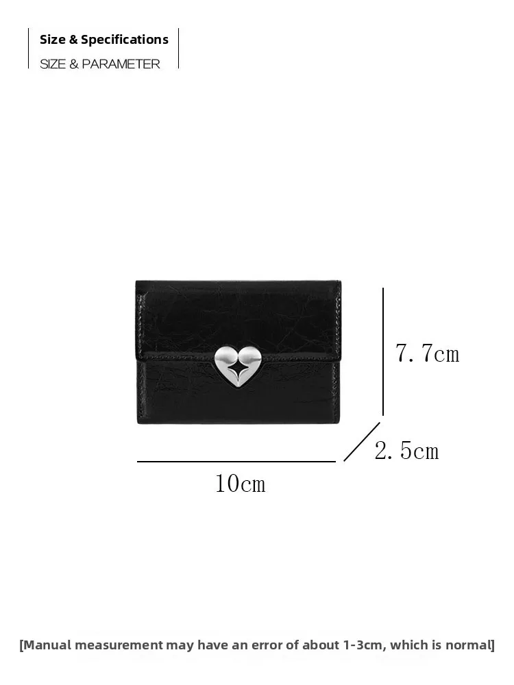 

2025 New Fennec Card Holder Wallet Heart aped Genuine Leather Love Card Flip Cover Document Bag Coin Purse Women's Bag