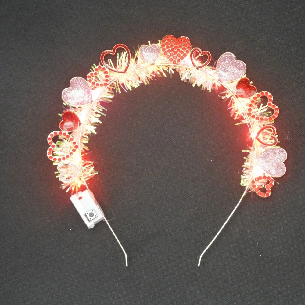 1 Stück Flash Light Up Stirnbänder Strass Lametta Stern Herz Haarband Krone für Braut Verlobung Glow Party Hochzeit Festival