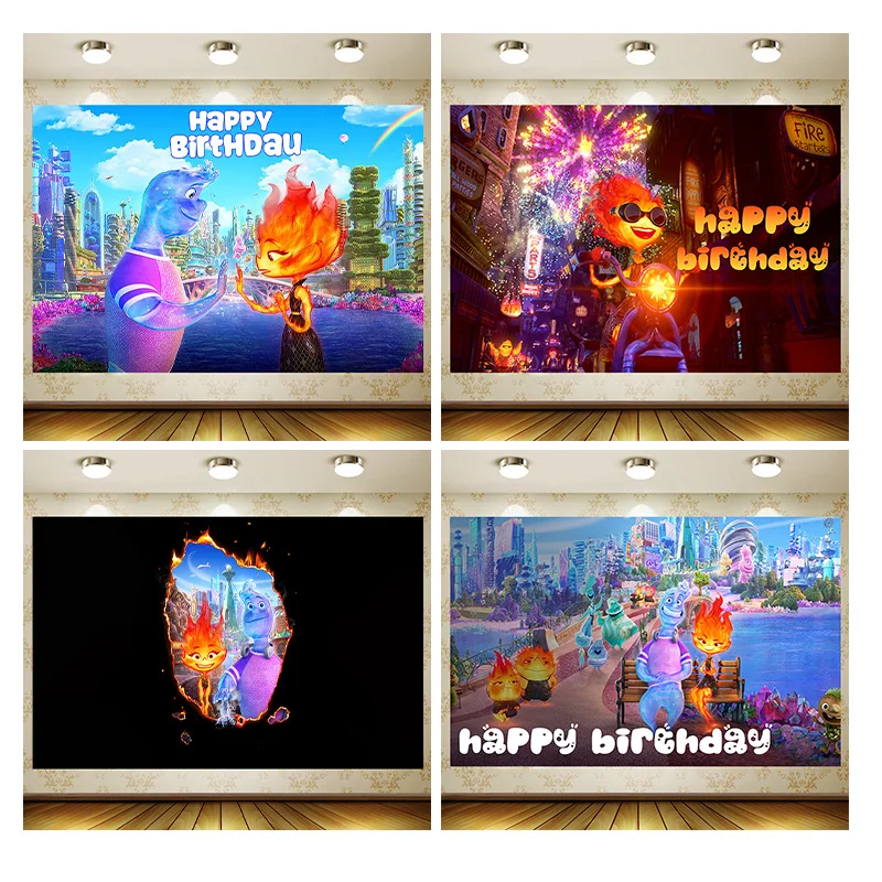 Elemental  Background Birthday Party Supplies Decoration Customize game Backdrop Shower Banner Kid Faovr Room Decor