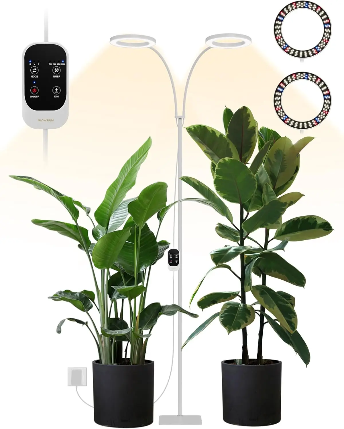 

48W LED Dual-Head Grow Light for Indoor Plants, 23.5-71" Adjustable Height, 3-Growing Full Spectrum for Tall Plant Ligh