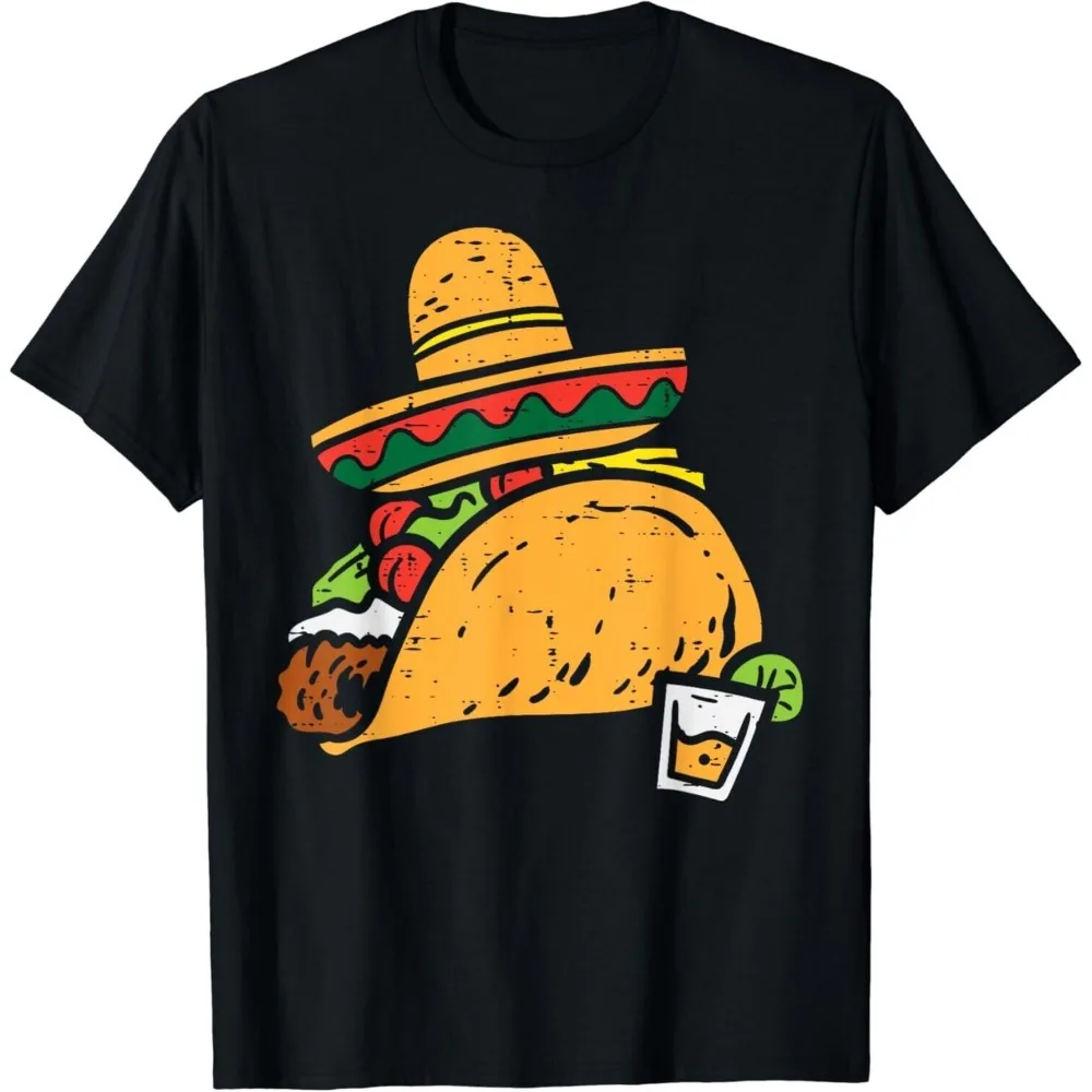 

Mexican Taco Food Party Fiesta Мужская футболка с графическим рисунком Cinco De Mayo Мужчины Женщины Подарок Футболка унисекс Летняя повседневная дышащая футболка с короткими рукавами