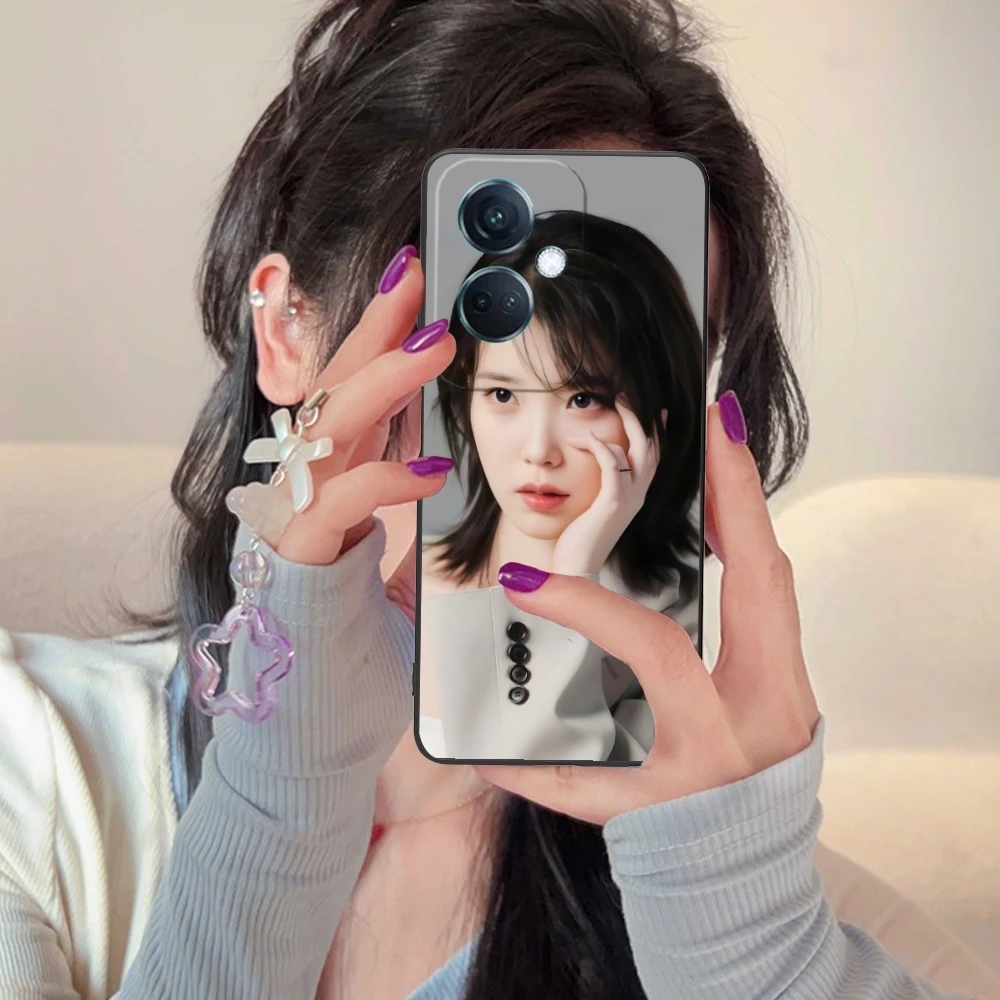 KPOP IU Lee JiEun Mobile Cell Phone Case for OPPO Find X5 X3 X2 A93 Reno 8 7 Pro A74 A72 A53 Black Soft Phone Cover Shell