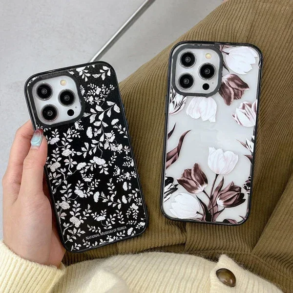 

Upgrade Acrylic Border White Flower Phone Case Cover for IPhone 11 12 13 14 15 Pro Max Case for IPhone 15 Pro Max