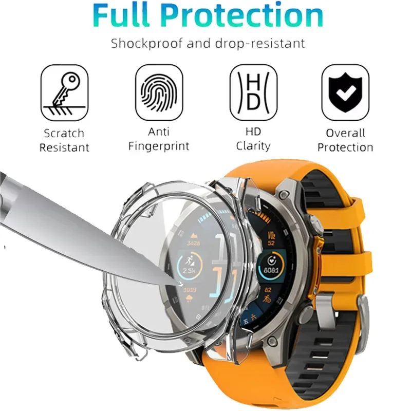 Glass+PC Case for Garmin Fenix 8 51mm 47mm 43mm Omni-Directional Protective Shell Cover for Garmin Fenix 8 Comfortable Accessory