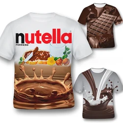 Summer fashion trend, innovative and creative 3D printing chocolate print pattern, casual and comfortable T-shirt short sleeved