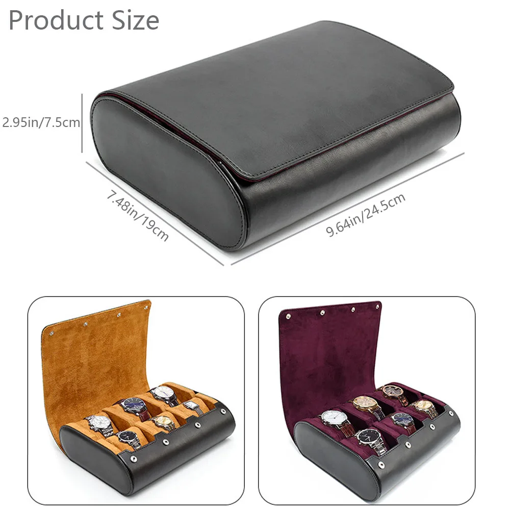 Watch Travel Case - for Men - for Women -Watch Roll Travel Case Organizer Display - Watch Case - 6 Slots Watch Box Organizer