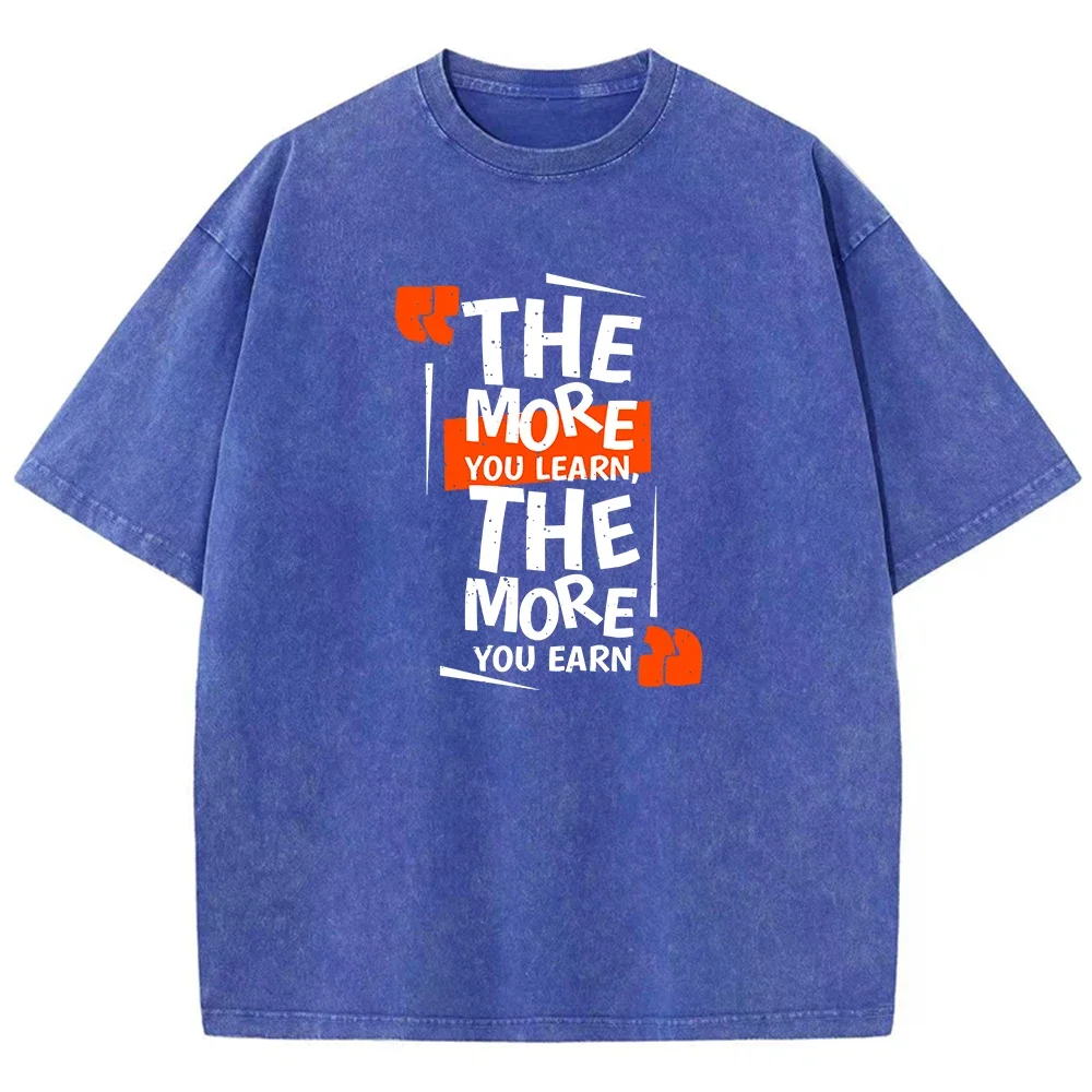 The More You Learn    Earn Printingmen'S T-Shirts Lovely Hip Hop Tees Outdoor Leisure T Shirt Holiday Daily Tops