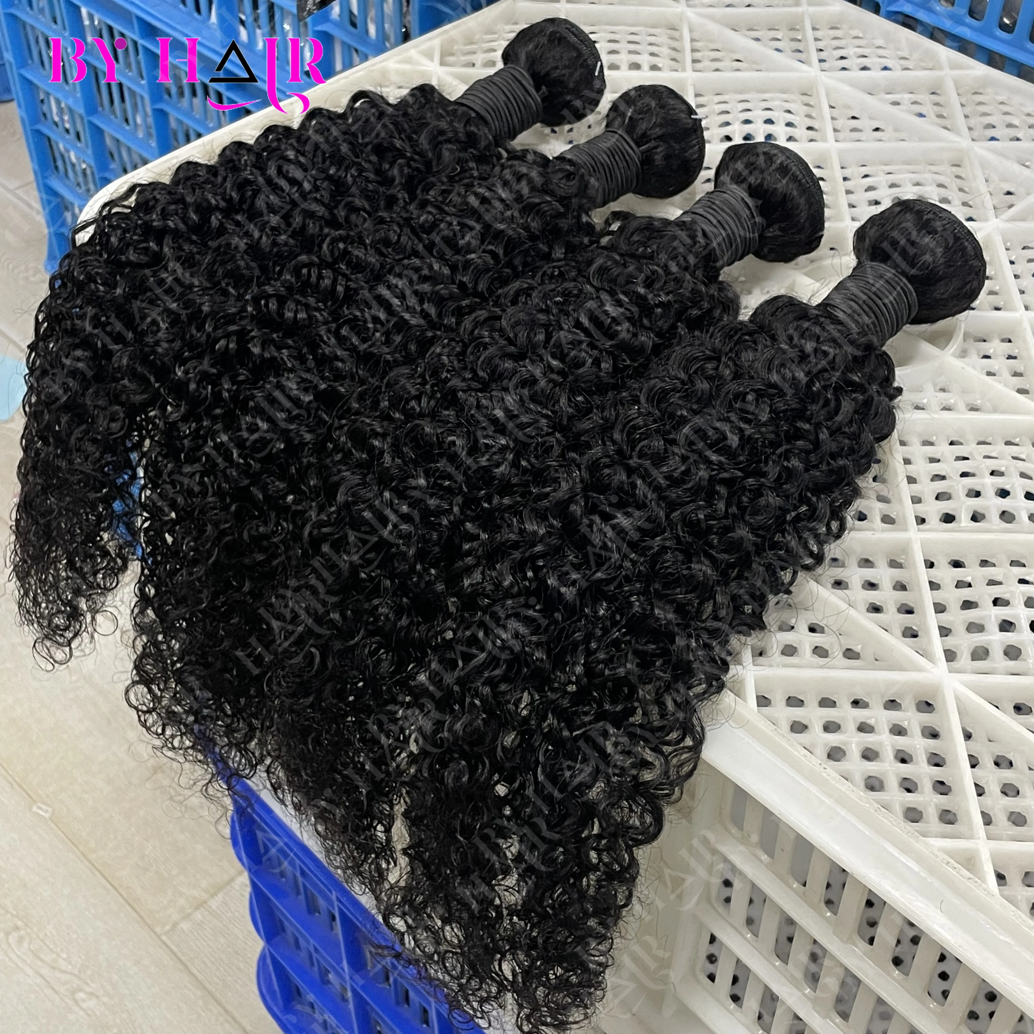 12A  Curly Hair Bundles Water Wave Human Hair Bundles Peruvian Hair Natural Black Remy Hair Bundles 100% Human Hair Extensions
