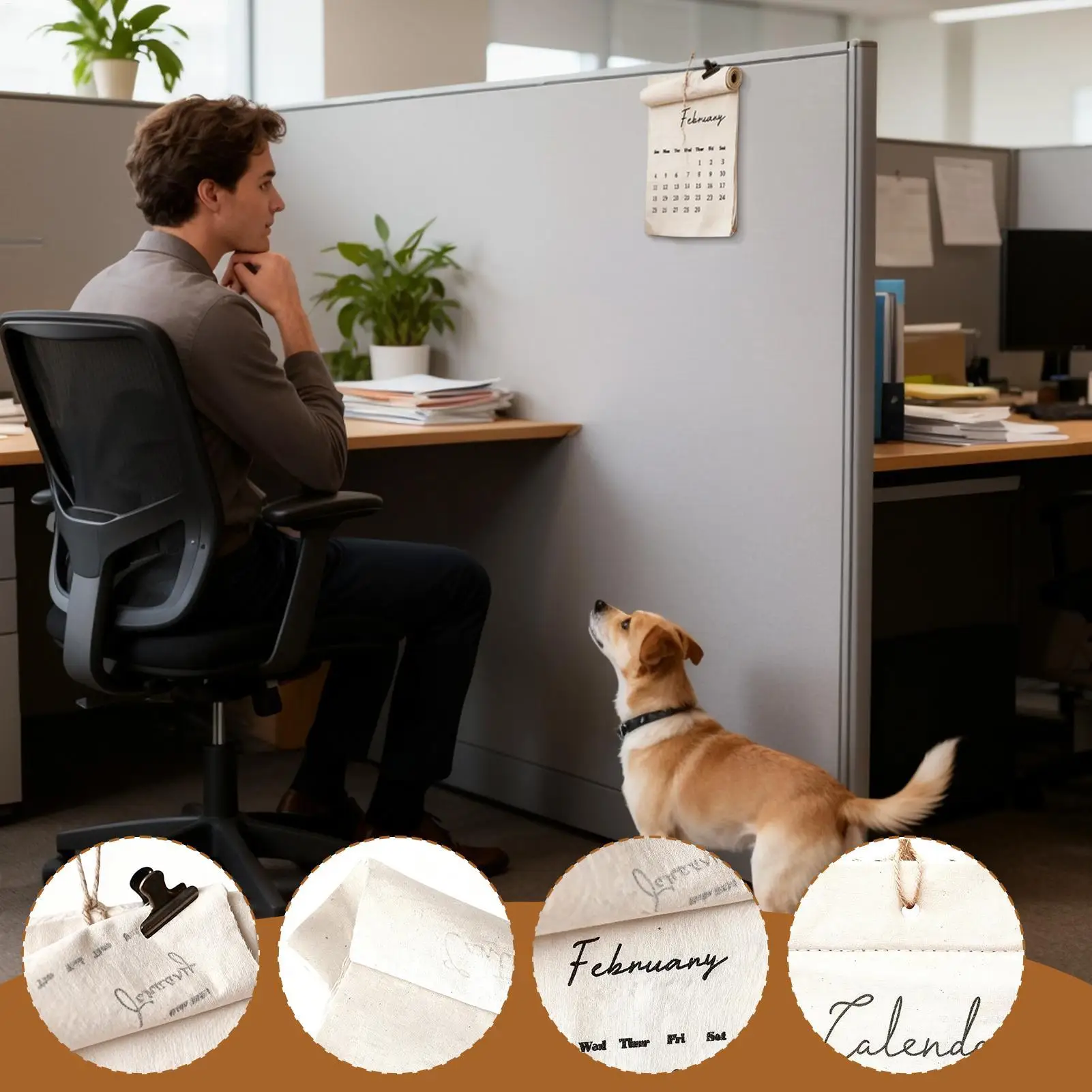 Calendrier mural en tissu 2026, planificateur textile réutilisable de 12 mois avec poches pour l'étude de bureau à domicile, décoration murale écologique