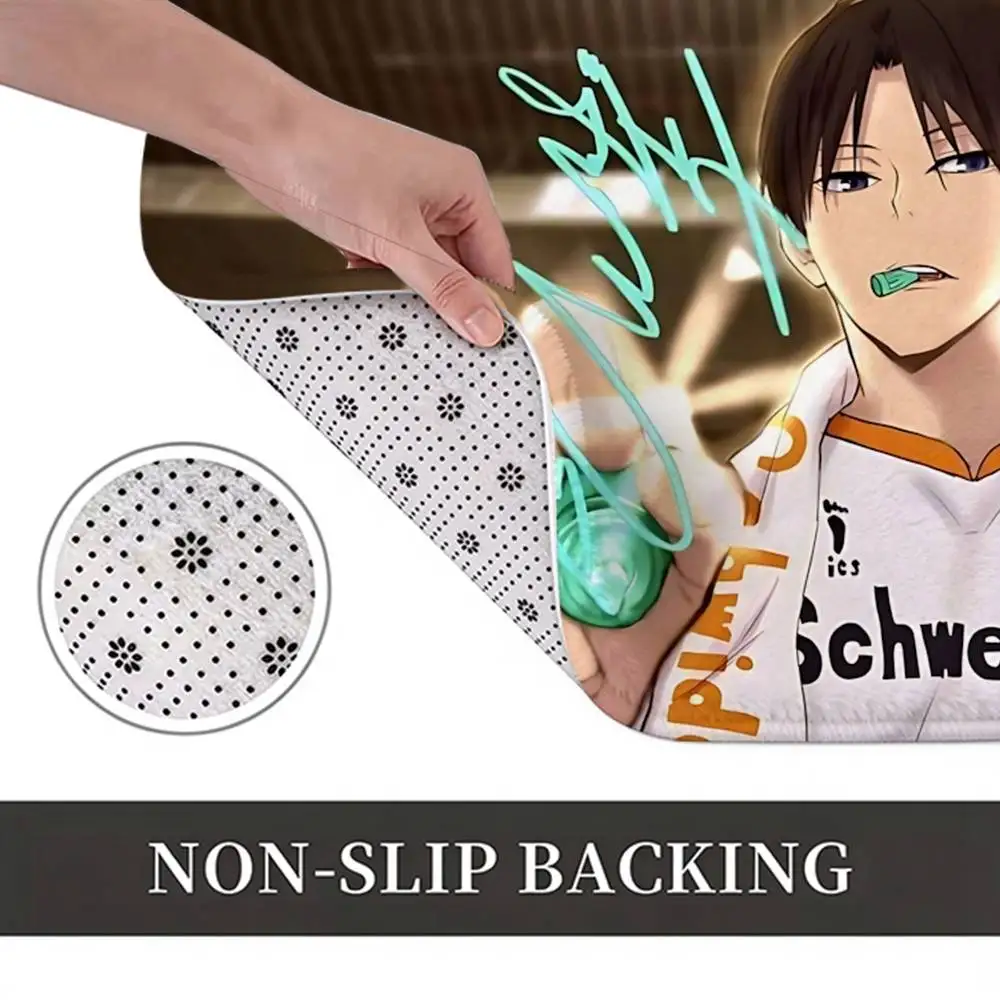 Karasuno High H-Haikyuu Volleyball Anime Short Plush Non-Slip Floor Mat, Easy to Clean, for Bathroom Door & Bedroom Door