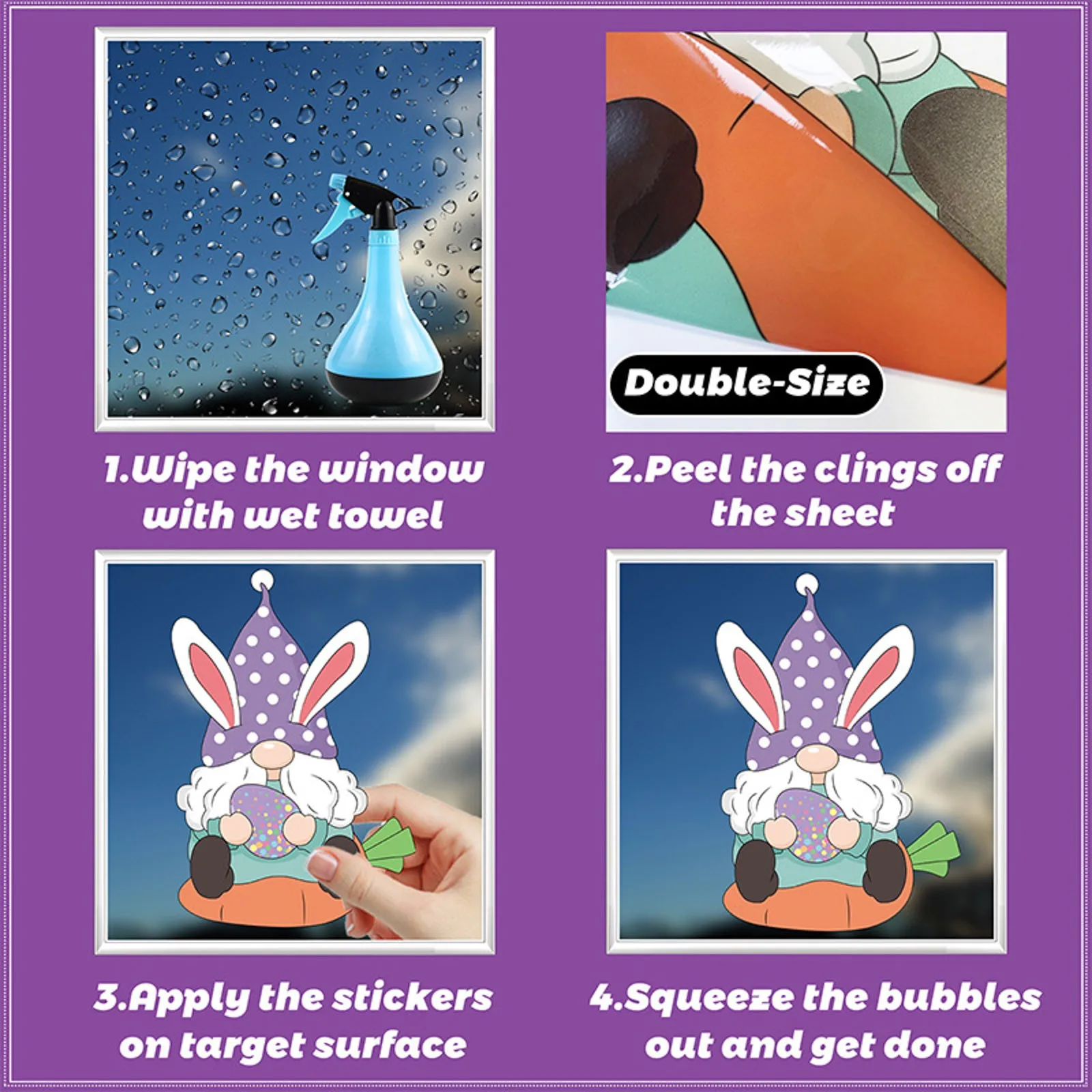 9 أوراق نافذة عيد الفصح يتمسك أرنب كبير بيضة عيد الفصح قزم شكل نافذة الشارات ملصقات لعيد الفصح متزلج ملصقات حزمة