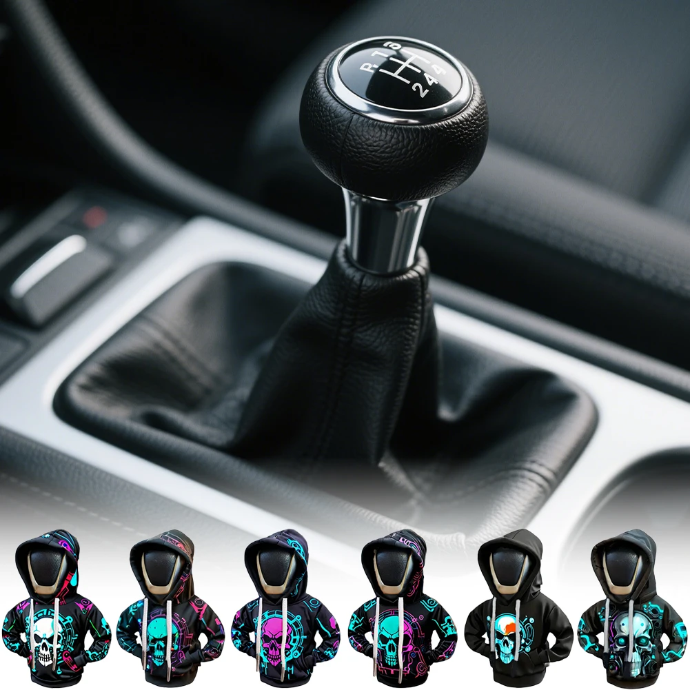 الإبداعية الجمجمة سيارة ذراع السرعة مقنعين الملابس سيارة ذراع السرعة غطاء صغير هوديي سيارة الداخلية والعتاد التحول غطاء غبار