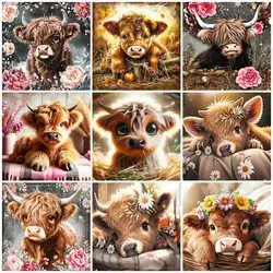 EverShine Diamond Painting Highland Cattle Picture Of Rhinestones Diamond Embroidery Animal Cow Crafts And Art Wall Decoration