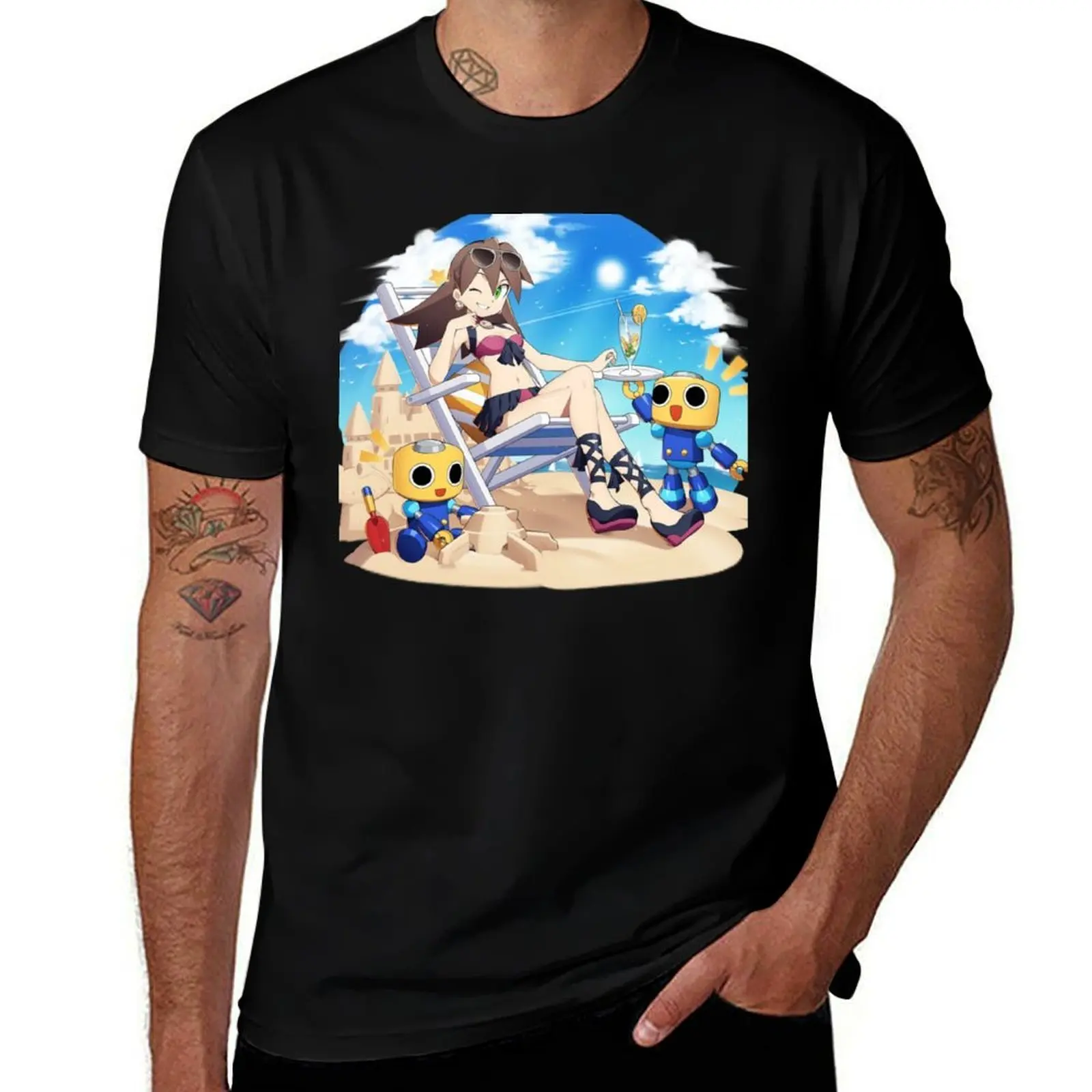

Megaman Xdive Swimsuit Tron Bonne T-Shirt Functional Casual Short Sleeve Tee