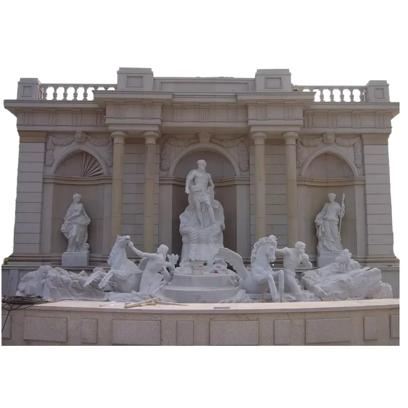 Outdoor Marble Water Fountain Hand-Carved Lions and Horses Sculpture Deposit Only