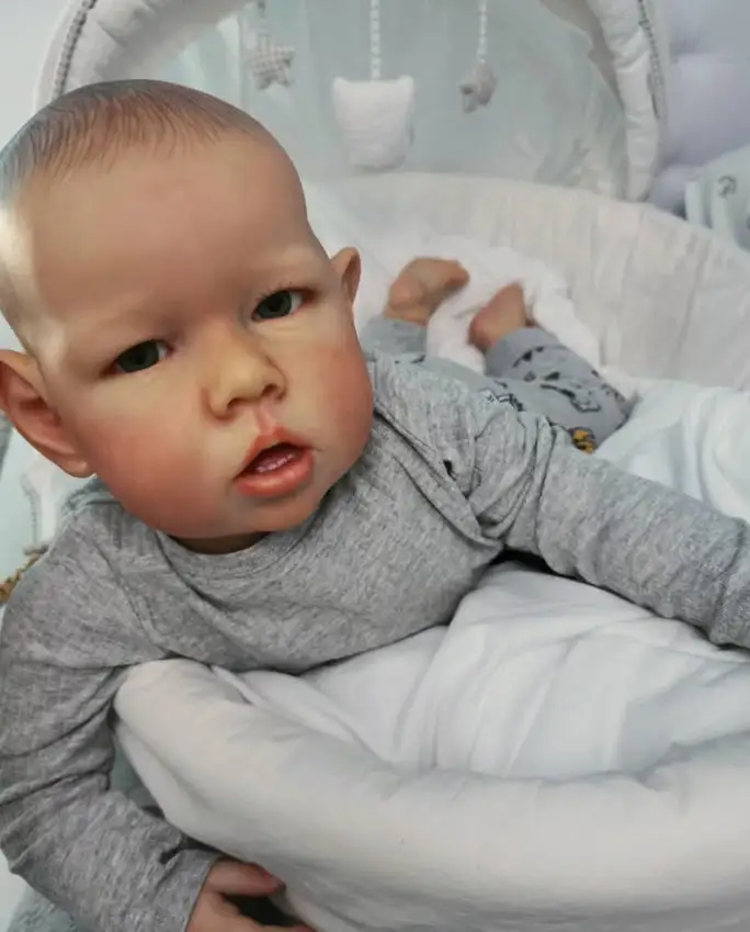 NPK 20'' Unfinished Unassembled DIY Doll Kits Reborn Liam Hand Painted 3D Skin Visible Veins with Hand Draw Hair