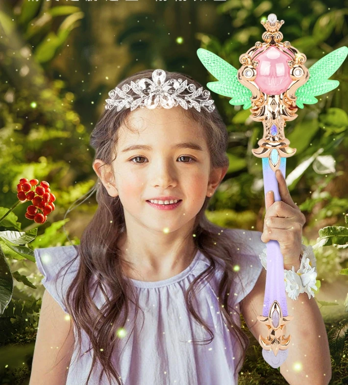 Girls Princess Crystal Magic Wand Kids Toys Beautiful Wings With Music Lights Magic Wand Little Girls Light-emitting Toys