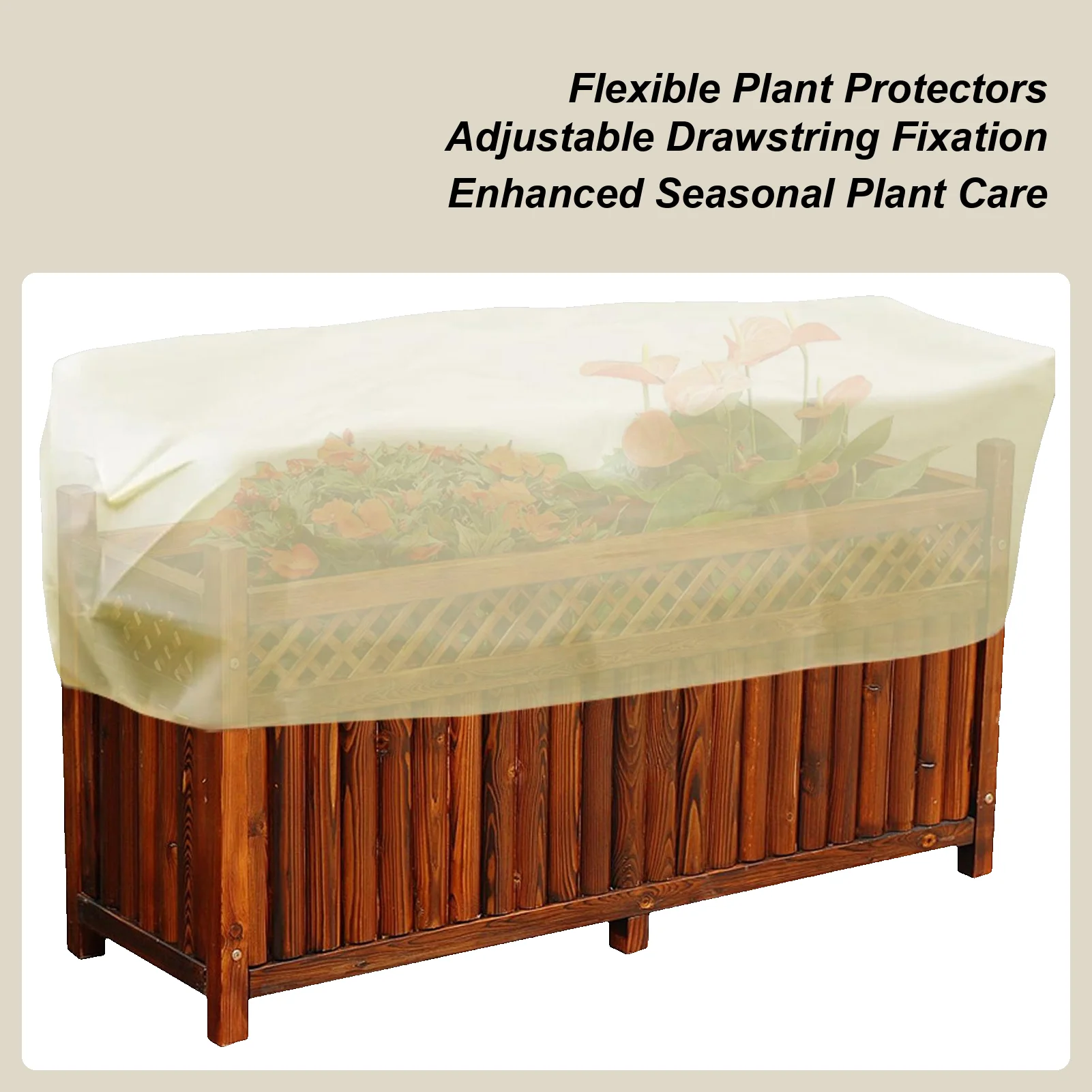 

Обложки для растений Защита от замерзания Прямоугольная морозная крышка для растений с ​ Ветрозащитная защита для кровати на шнурке для пейзажного патио