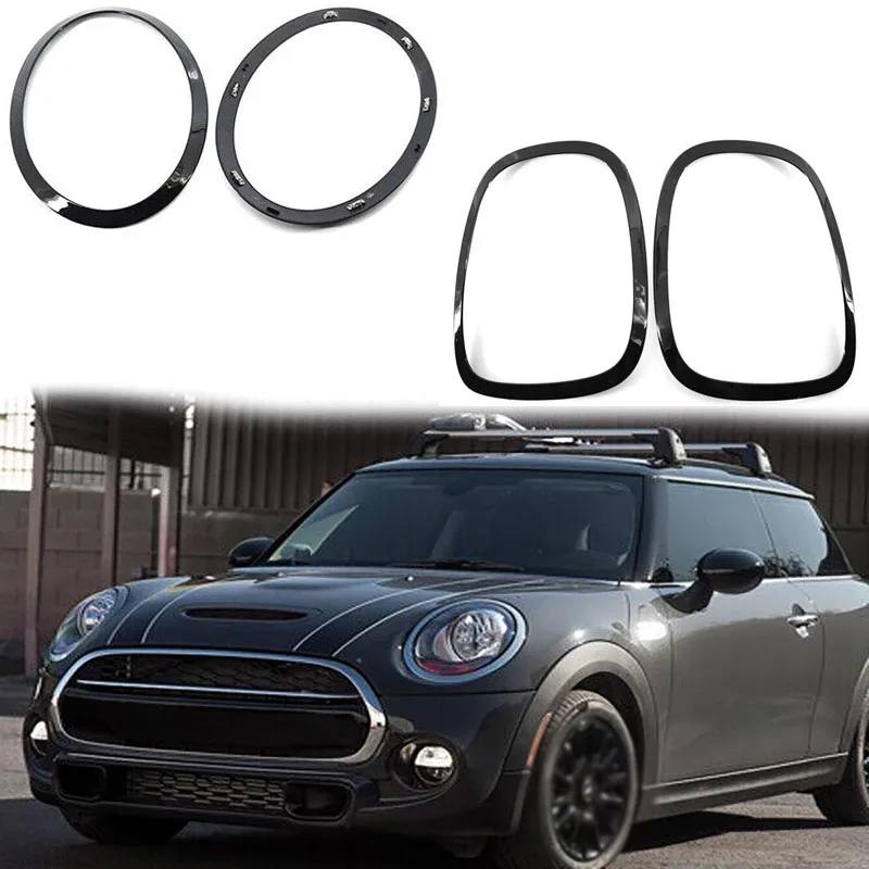 Font Rear Lamp Frame Headlight Trim Ring For BMW Mini Cooper F55 F56 F57 2014-2021 Headlight Ring Bezel Trim Surround Cover