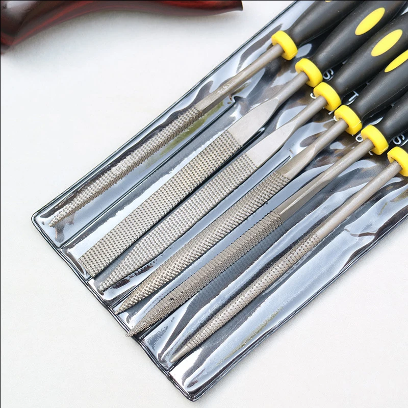 6x 140mm Mini Metal Rasp Needle Files Set Wood Carving Tools for Steel Rasp Needle Filing Woodworking Hand File Tool