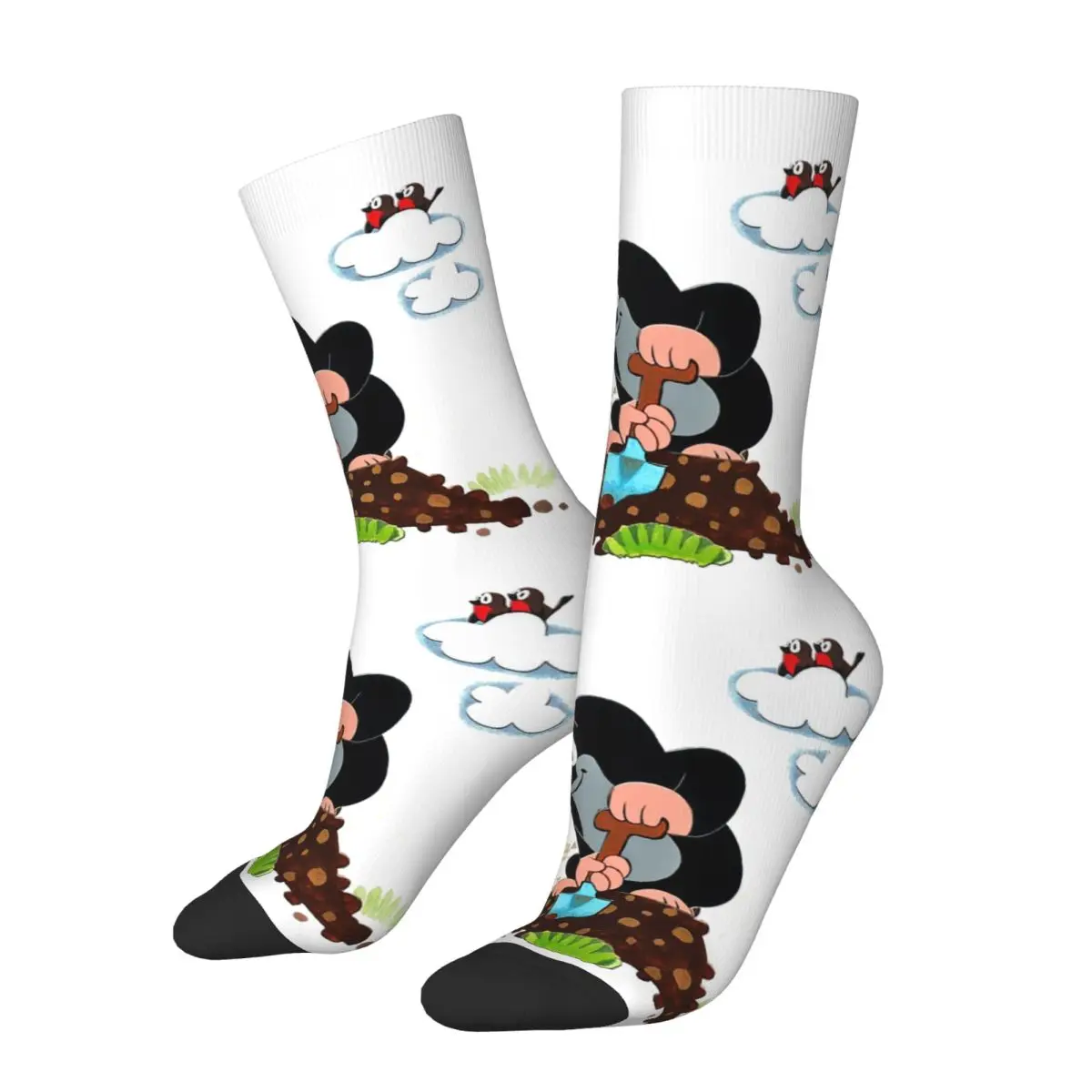 Hip Hop Retro Plant Flowers Crazy Men's compression Socks Unisex Krtek The Mole Harajuku Pattern Printed Crew Sock Boys Gift