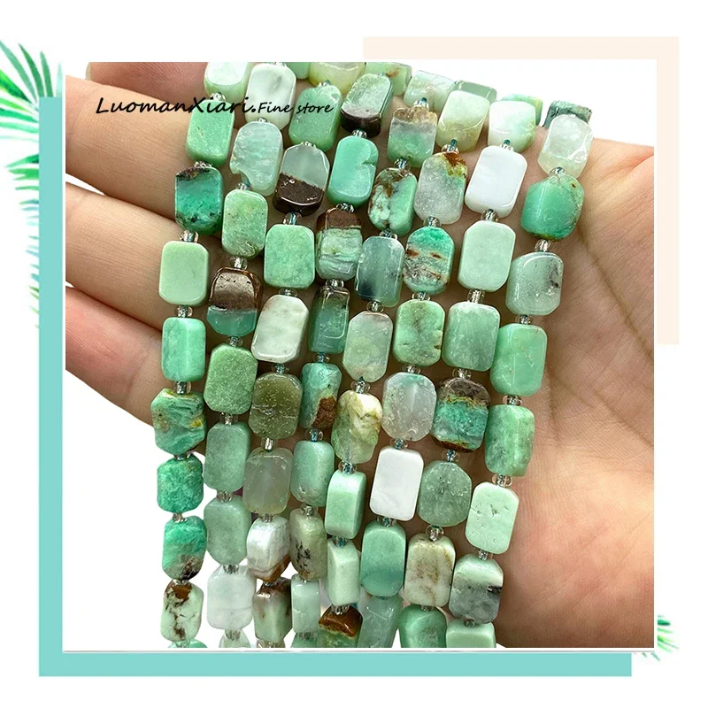 Natural Stone Australian Jade 8x12MM Flat Rectangle Loose Spacer Beads for Jewelry Making Diy Bracelet Charms Accessories