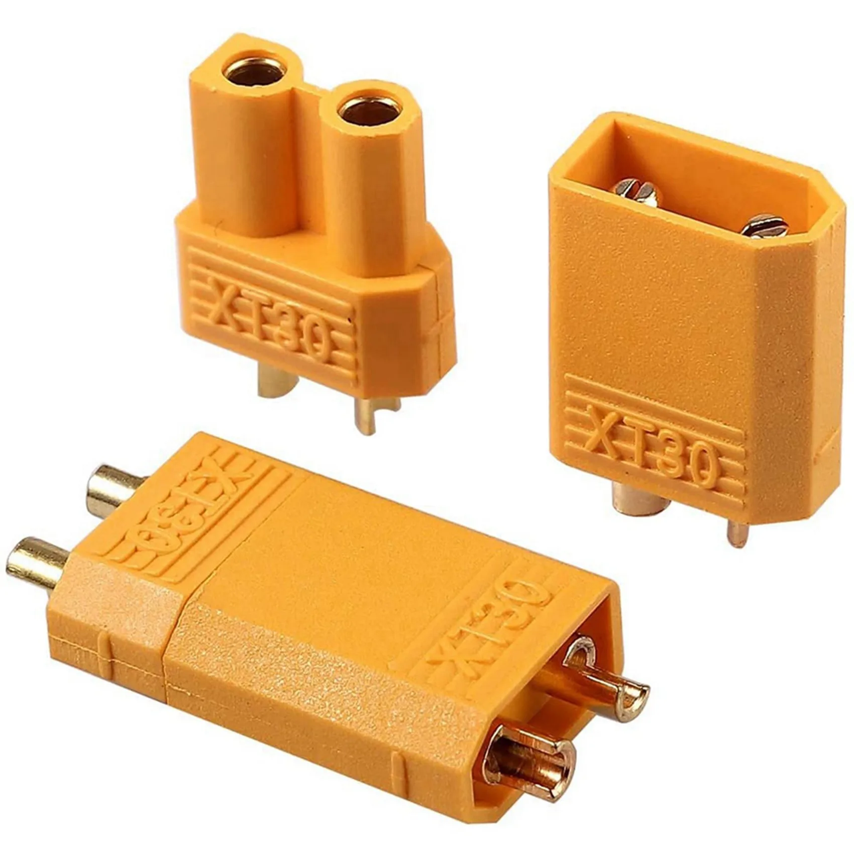 ABZC 60 Pairs XT30U Male Female Battery Connectors, XT30 Connectors, Round Plug with Heat Shrink Tube, Gold-Plated, for RC LiPo