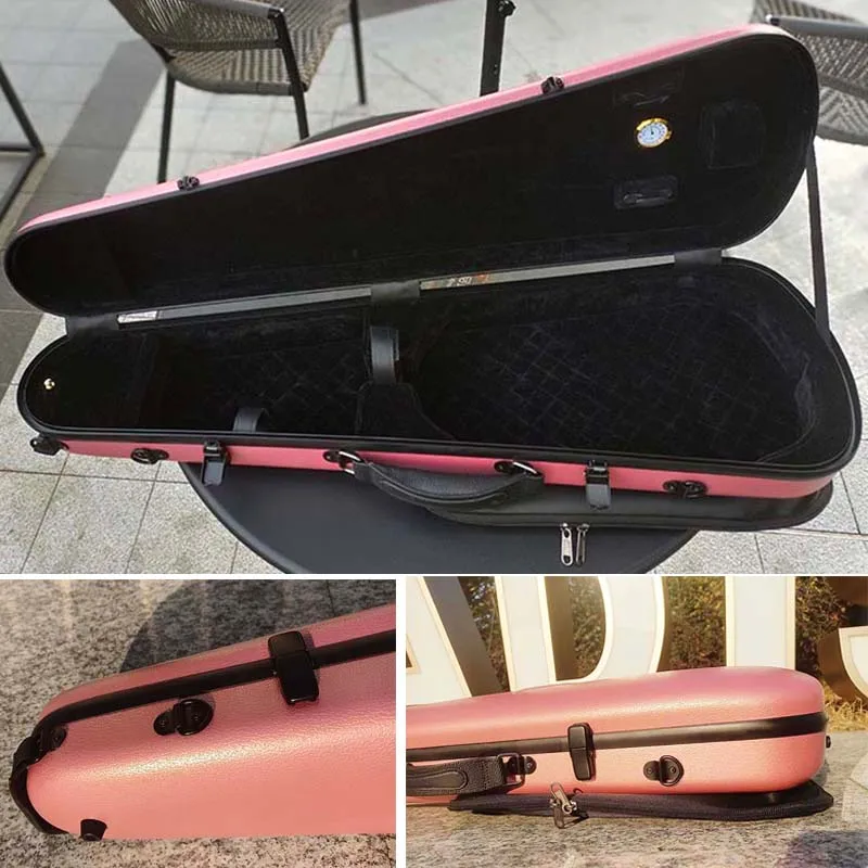 Fastshipping4/4 3/4 Frosted Violin carbon fiber Box With sheet musi triangle Box Violin Box Violin Triangle Case with Hygrometer