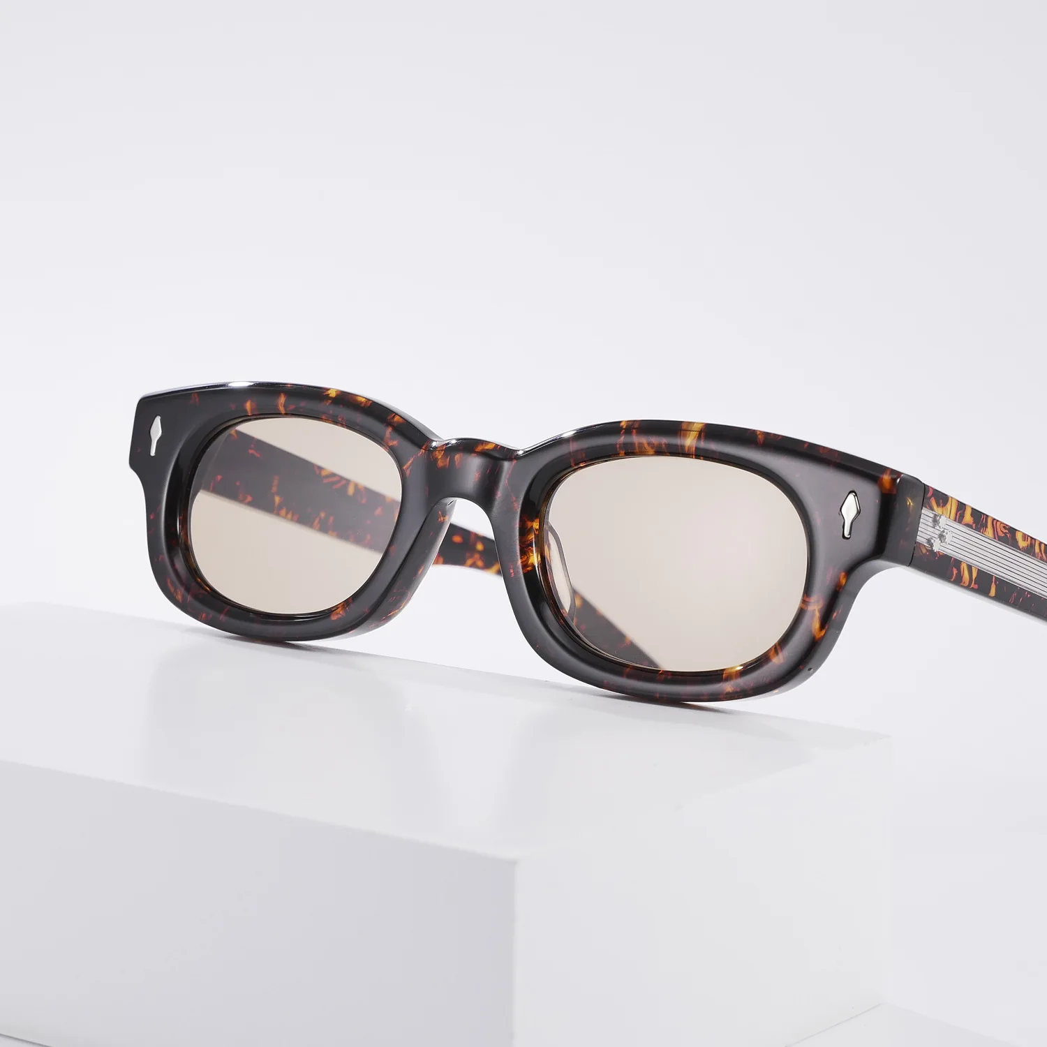 Top Quality Acetate Trendy Rectangle Sunglasses Men Women Handmade Anti-ultraviolet Sun Glasses UV400 Driving Sunglass Shades