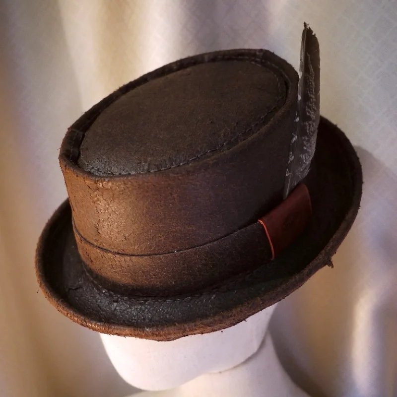 

Handmade custom pork pie retro top hat American gentleman hat special effect cowhide limited edition