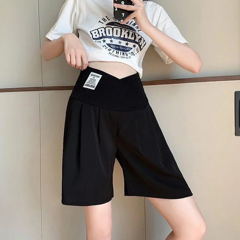 

Maternity Pants Summer Style Thin Early Pregnancy Large Size Low-waisted Suit Shorts Summer Wear Wide-legged